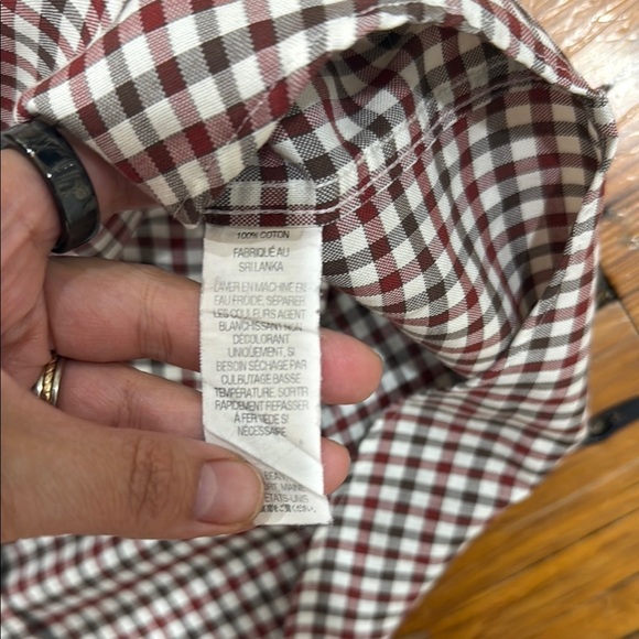 L.L. Bean Red & Brown Wrinkle Resistant Button Down Shirt Size Large - Picture 4 of 9